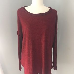 "Bobeau Womens Red Long Sleeve Fuzzy Top XL"